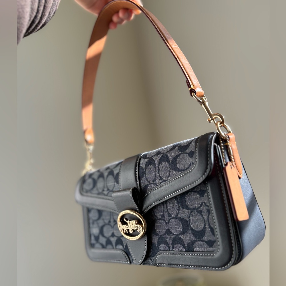 Coach Georgie Shoulder Bag | Chambray Denim (C4064) | Crossbody Strap | LIKE NEW - Picture 2 of 15